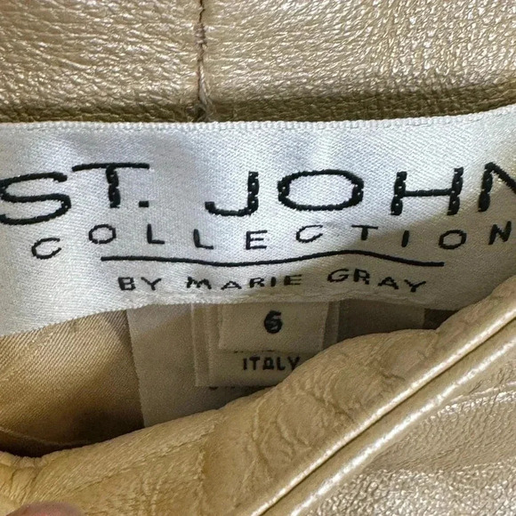 St. John - Gold  Tan Leather Straight Leg - Picture 10 of 15